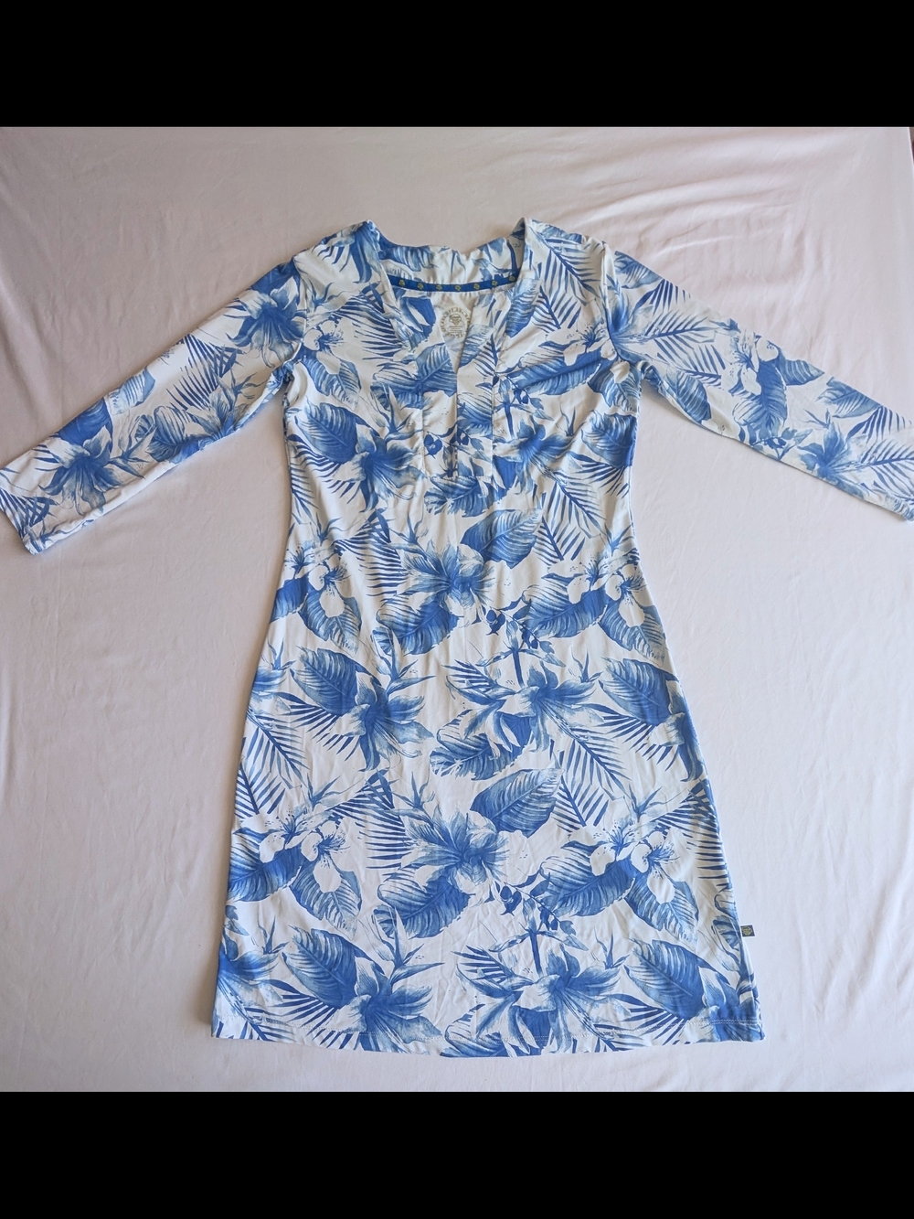 Banana Boat SPF 50 Tropical Blue And White Summer Dress Medium